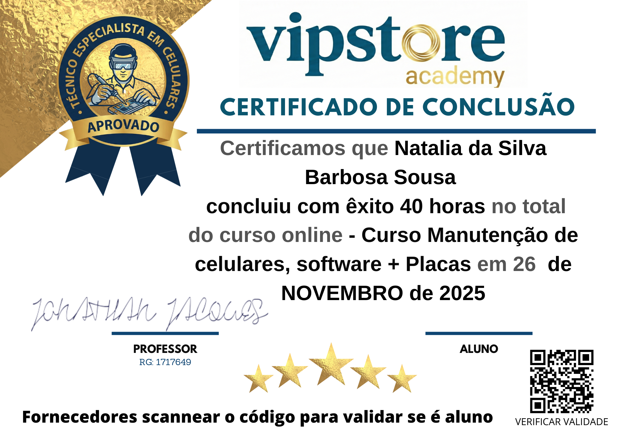 Certificado VipStore Academy